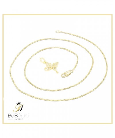 Butterfly Pendant 14K Gold Filled Rope Box Cuban Chain Necklace Set Lobster Clasp Fashion Cubic Zirconia Jewelry Gift CZ Char...