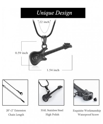 Charms Urn Necklace for Ashes Guitar Guitar Cremation Jewelry for Ashes Stainless Steel Memorial Jewelry -in Loving Memory Bl...