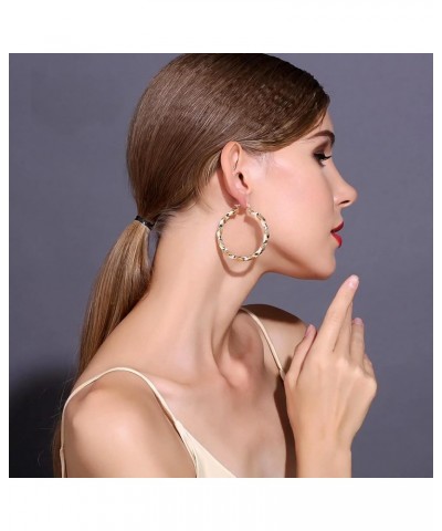 50mm Thick Gold Earrings Hoops for Women | 14K Gold Plated Chunky Twisted Earrings | Large Twist Hoops $6.23 Earrings