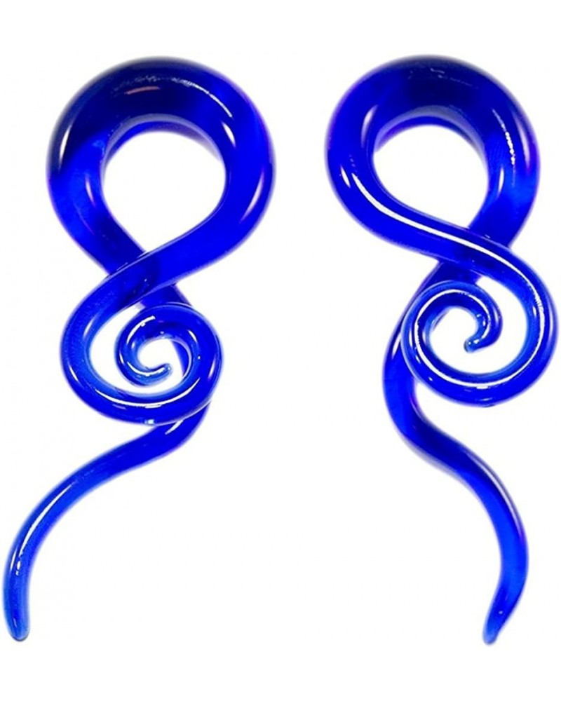 Blue Glass Tapers Single Twist Pyrex with Spiral End 6G-00G Pair 4 Gauge 5mm $8.87 Body Jewelry