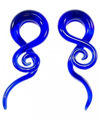 Blue Glass Tapers Single Twist Pyrex with Spiral End 6G-00G Pair 4 Gauge 5mm $8.87 Body Jewelry