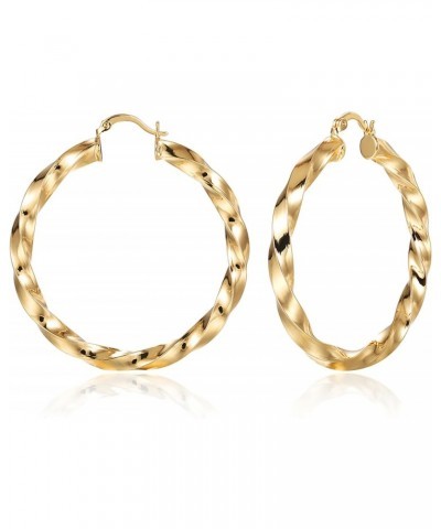 50mm Thick Gold Earrings Hoops for Women | 14K Gold Plated Chunky Twisted Earrings | Large Twist Hoops $6.23 Earrings