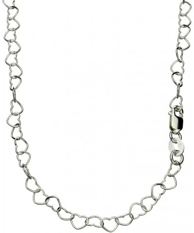 Heart Link Sterling Silver Nickel Free Chain Necklace Italy Adjustable 18 inches $11.27 Others