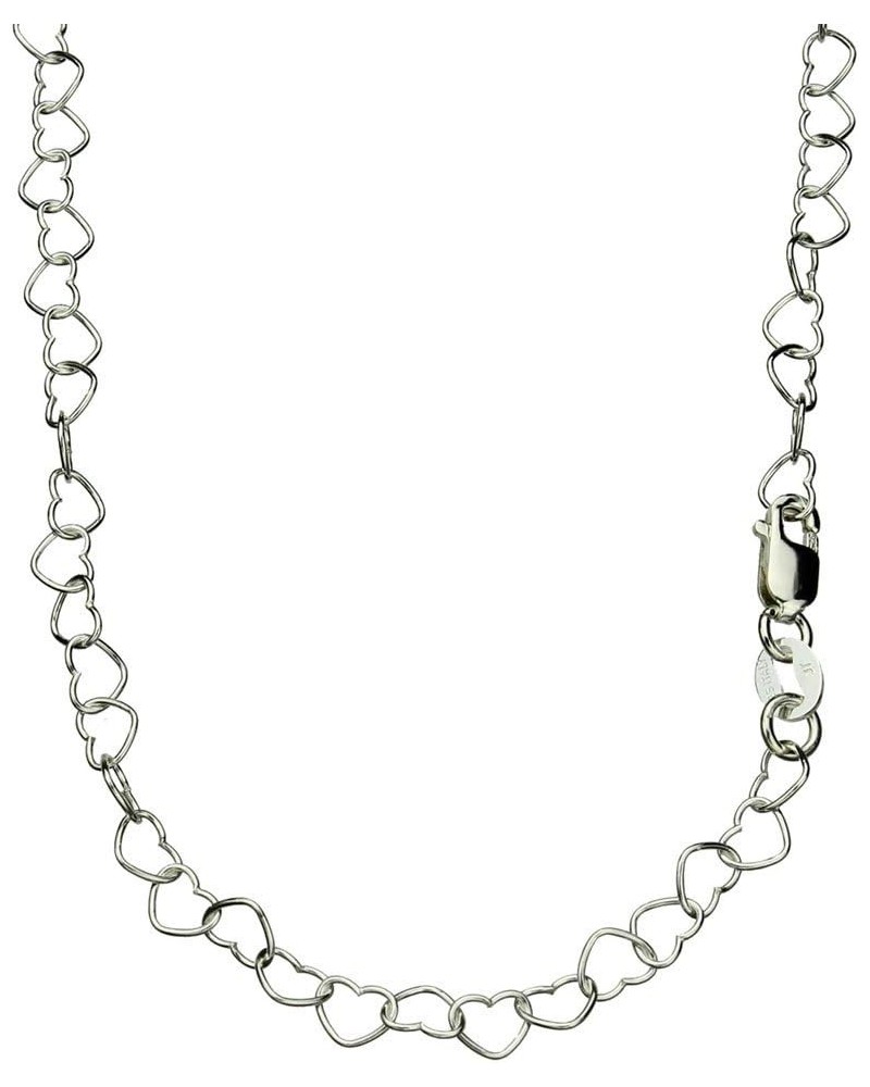 Heart Link Sterling Silver Nickel Free Chain Necklace Italy Adjustable 18 inches $11.27 Others