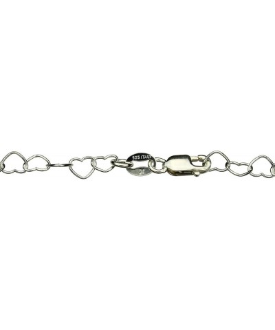 Heart Link Sterling Silver Nickel Free Chain Necklace Italy Adjustable 18 inches $11.27 Others