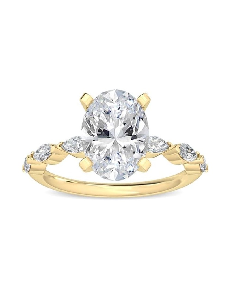 1-5 Carat (ctw) White Gold Oval,Marquise Cut LAB GROWN Diamond Side Stone Engagement Ring (Color E-F Clarity VS2-SI1) 5.5 Yel...