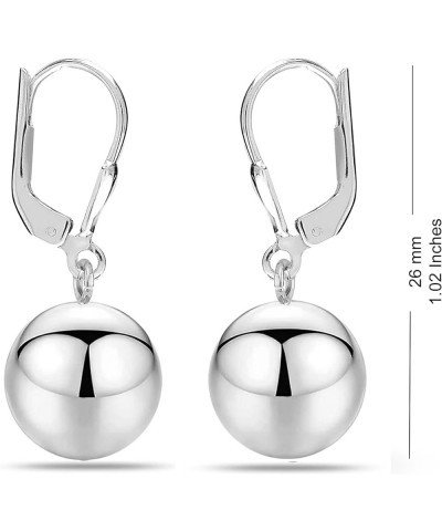 Sterling Silver Drop Ball Earrings for Women's Lightweight Classic Leverback Round Bead Ball Drop Dangle Earrings - 5MM, 8MM,...