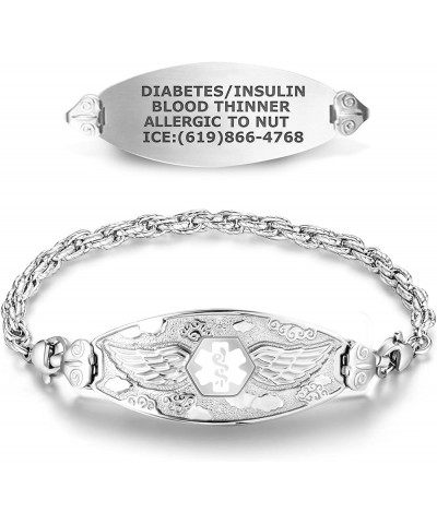 Custom Engraved Medical Alert Bracelets for Women, Stainless Steel Medical Bracelet, Medical ID Bracelet w/Free Engraving – A...