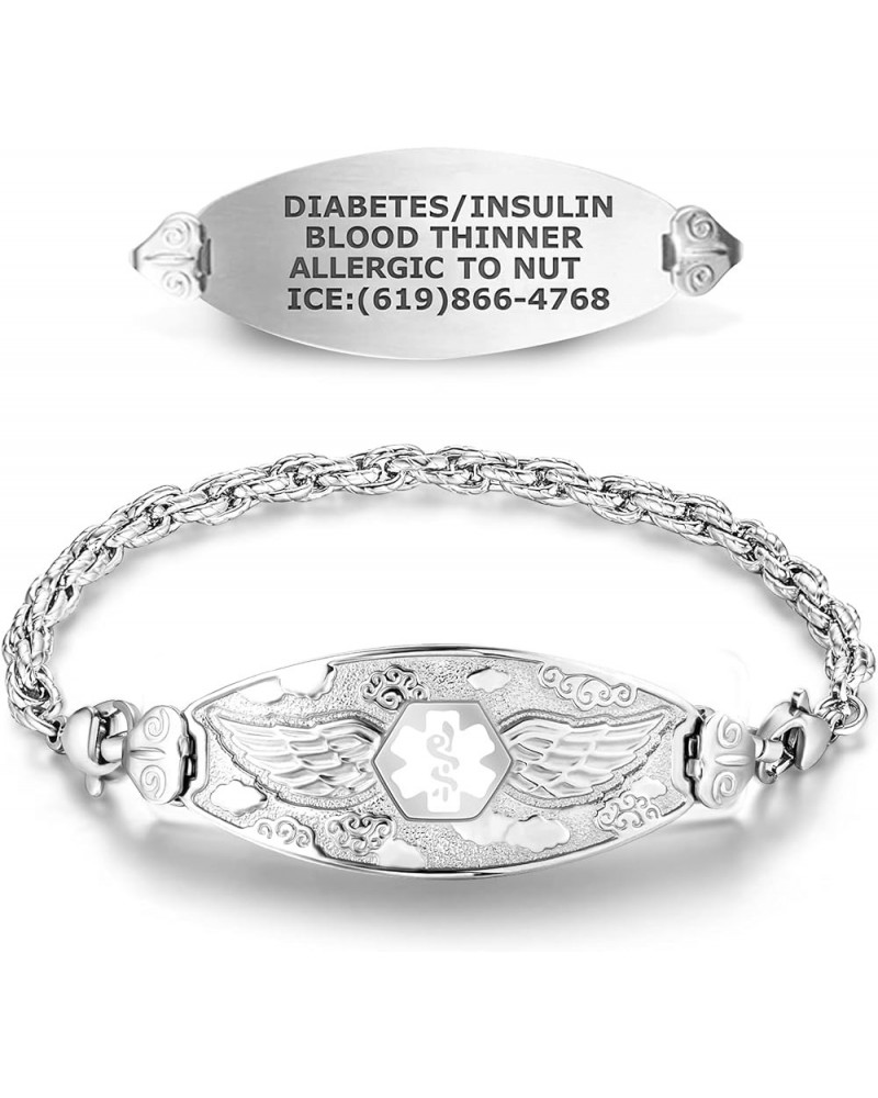 Custom Engraved Medical Alert Bracelets for Women, Stainless Steel Medical Bracelet, Medical ID Bracelet w/Free Engraving – A...