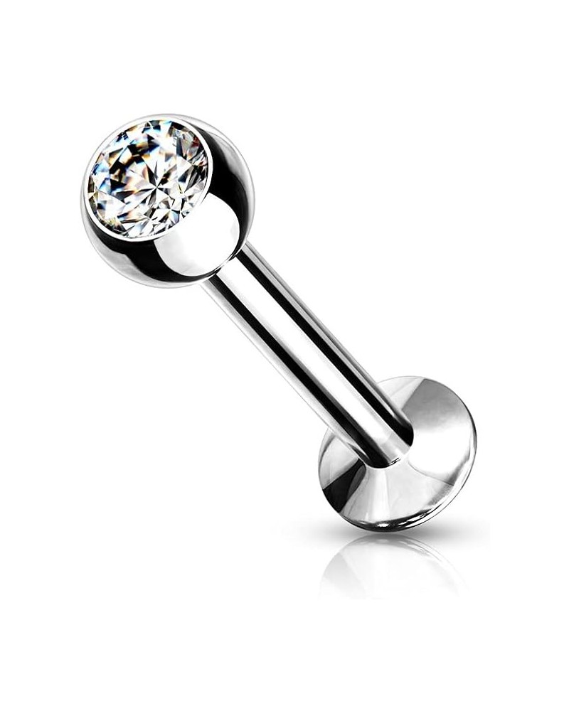 18GA 316L Surgical Steel Internally Threaded Press Fit Crystal Labret Monroe Cartilage Stud 6mm (1/4") $8.39 Body Jewelry