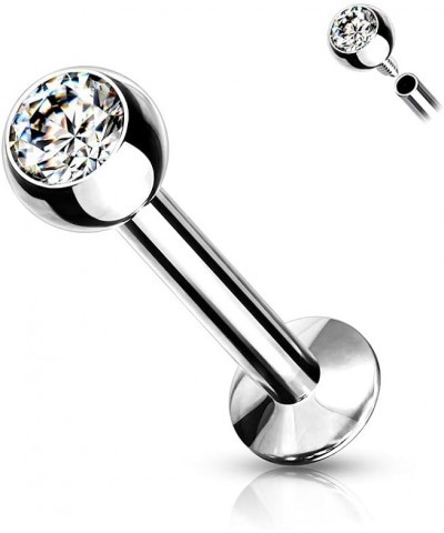 18GA 316L Surgical Steel Internally Threaded Press Fit Crystal Labret Monroe Cartilage Stud 6mm (1/4") $8.39 Body Jewelry