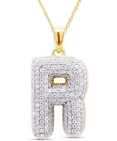 1 1/4 Carat Lab Created Moissanite Diamond Initial R Pendant Necklace In 10K OR 14K Solid Gold Silver Jewelry For Women With ...