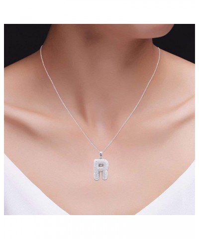 1 1/4 Carat Lab Created Moissanite Diamond Initial R Pendant Necklace In 10K OR 14K Solid Gold Silver Jewelry For Women With ...