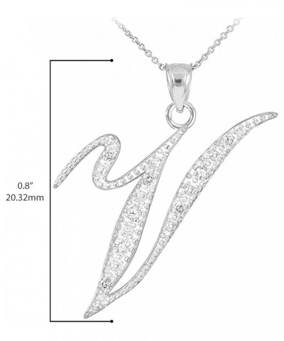 14K White Gold Diamond Accented Dangling Cursive Initial A-Z Charm 4/5" Pendant Necklace - Choice of Letter & Chain Length 22...