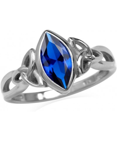 Genuine Gemstone 925 Sterling Silver Triquetra Celtic Knot Solitaire Ring Created Blue Sapphire 11 $10.62 Rings