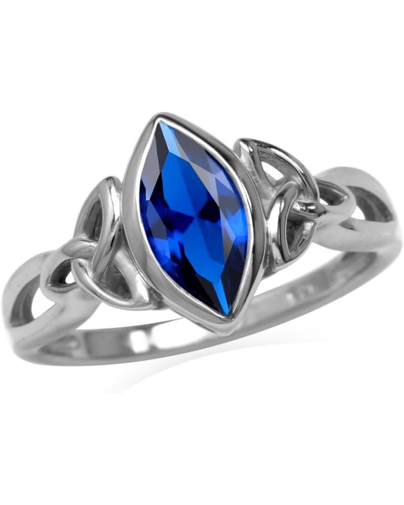 Genuine Gemstone 925 Sterling Silver Triquetra Celtic Knot Solitaire Ring Created Blue Sapphire 11 $10.62 Rings