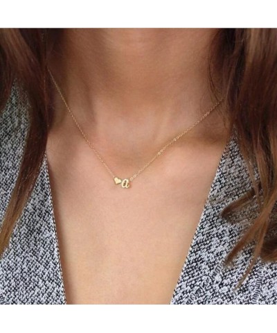 Heart Initial Necklace,Gold Plated Dainty Tiny Lowercase Letter Heart Necklaces Personalized Monogram Name Necklace Gift for ...