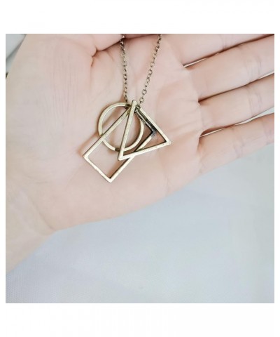 Retro Geometric Necklace with Circle,Rectangle,Triangle Pendants 3 in 1 24.0 Inches Antique bronze $11.30 Necklaces