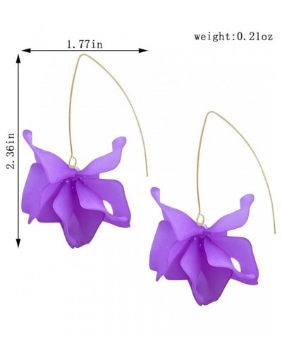 Summer Rose Boho Acrylic Petal Earrings Exaggerated European Beach Dangle Drop Earrings For Women And Girls purple $7.66 Earr...