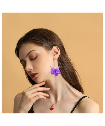 Summer Rose Boho Acrylic Petal Earrings Exaggerated European Beach Dangle Drop Earrings For Women And Girls purple $7.66 Earr...