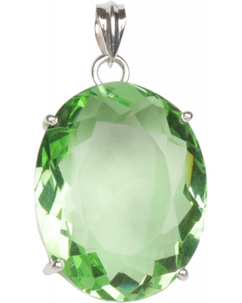 Green Amethyst 21.00 Gram Oval Shape Sterling Silver Pendant Without Chain Jewelry Fashion Idea $24.00 Necklaces