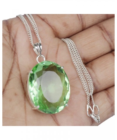 Green Amethyst 21.00 Gram Oval Shape Sterling Silver Pendant Without Chain Jewelry Fashion Idea $24.00 Necklaces