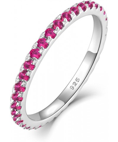 Stackable Ring 925 Sterling Silver Stacked Rings 1.5mm Birthstone Eternity Bands for Women 07-ruby-Jul $18.00 Rings