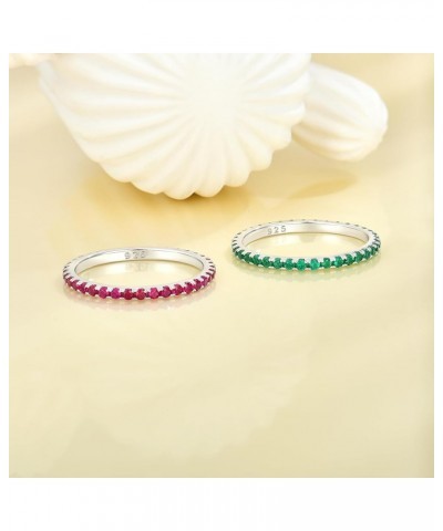 Stackable Ring 925 Sterling Silver Stacked Rings 1.5mm Birthstone Eternity Bands for Women 07-ruby-Jul $18.00 Rings