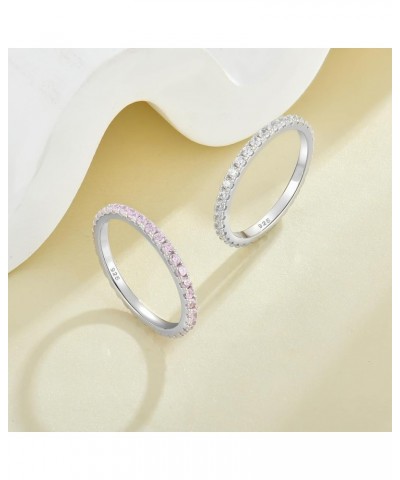 Stackable Ring 925 Sterling Silver Stacked Rings 1.5mm Birthstone Eternity Bands for Women 07-ruby-Jul $18.00 Rings