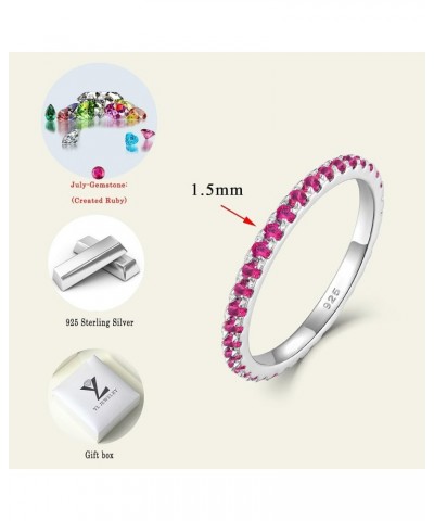 Stackable Ring 925 Sterling Silver Stacked Rings 1.5mm Birthstone Eternity Bands for Women 07-ruby-Jul $18.00 Rings