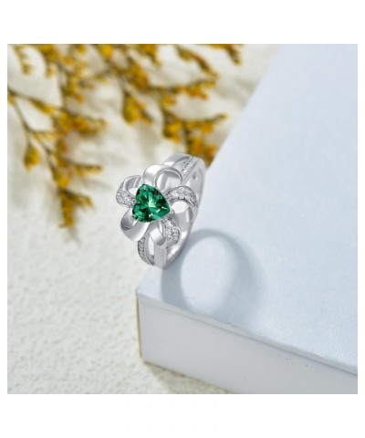 Emerald Ring 925 Sterling Silver Flower Ring 6.5X6.5mm Heart Shape Green Emerald Engagement Ring for Women $52.24 Rings