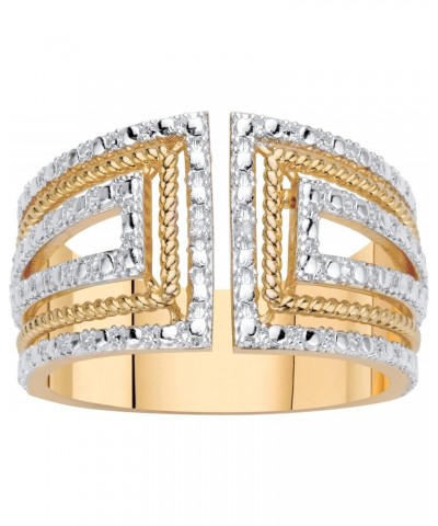 PalmBeach Yellow Gold-plated Genuine Diamond Accent Art Deco Two Tone Ring Sizes 6-10 $22.50 Rings