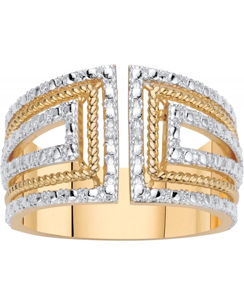 PalmBeach Yellow Gold-plated Genuine Diamond Accent Art Deco Two Tone Ring Sizes 6-10 $22.50 Rings