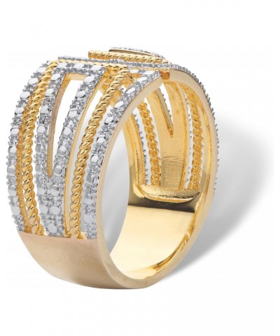 PalmBeach Yellow Gold-plated Genuine Diamond Accent Art Deco Two Tone Ring Sizes 6-10 $22.50 Rings