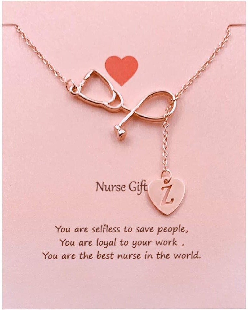 Nurse Initial Necklace Nurse Week Gifts for Women Nurse Practitioner Appreciation Graduation Gifts Stethoscope Necklace for W...