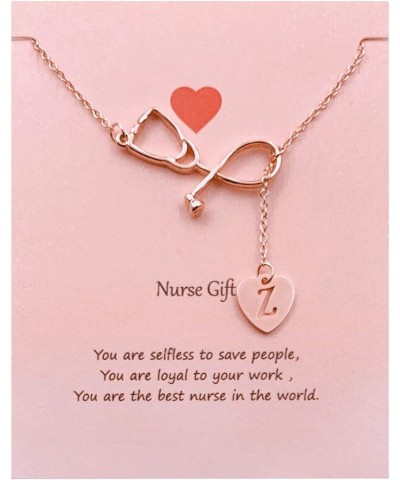 Nurse Initial Necklace Nurse Week Gifts for Women Nurse Practitioner Appreciation Graduation Gifts Stethoscope Necklace for W...