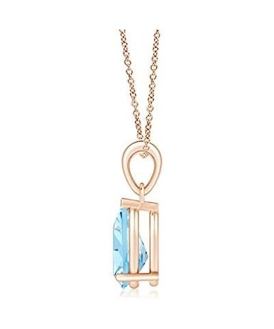 Natural Aquamarine Solitaire Pendant Necklace for Women, Girls in 14K Solid Gold/Platinum/Sterling Silver | March Birthstone ...