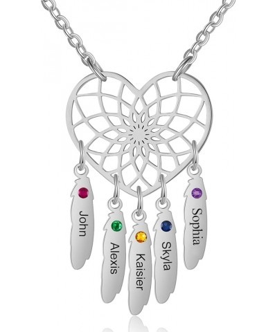 Name Necklace 925 Sterling Silver Custom Dream Catcher Birthstone Pendant Dream Catcher Jewelry Mother Day Gift for Women Mom...