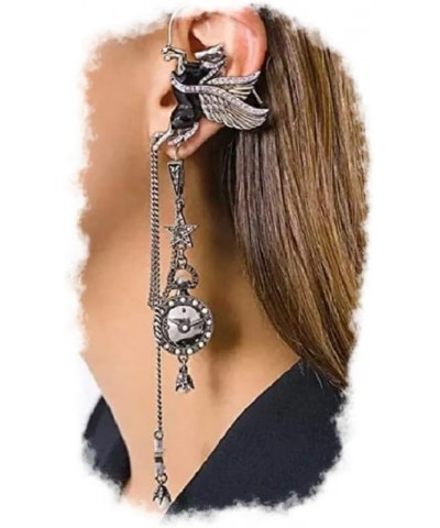 Steampunk Angle Earcuff Gothic Star Drop Crystal Time Vintage Retro Earrings Wrap Chain Gothic for Women $9.55 Earrings