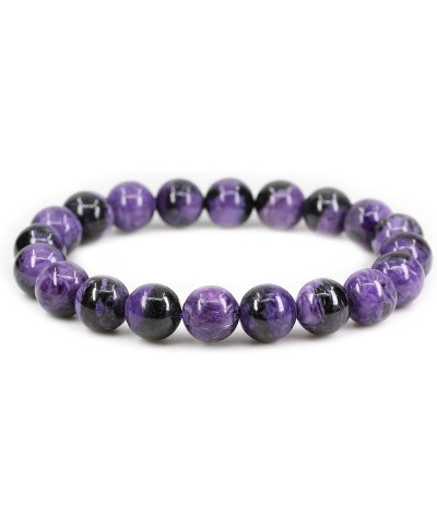 Gem Semi Precious Gemstones 10mm Round Beads Stone Crystal Stretch Bracelets Unisex Purple Russian Charoite Crystal $16.79 Br...