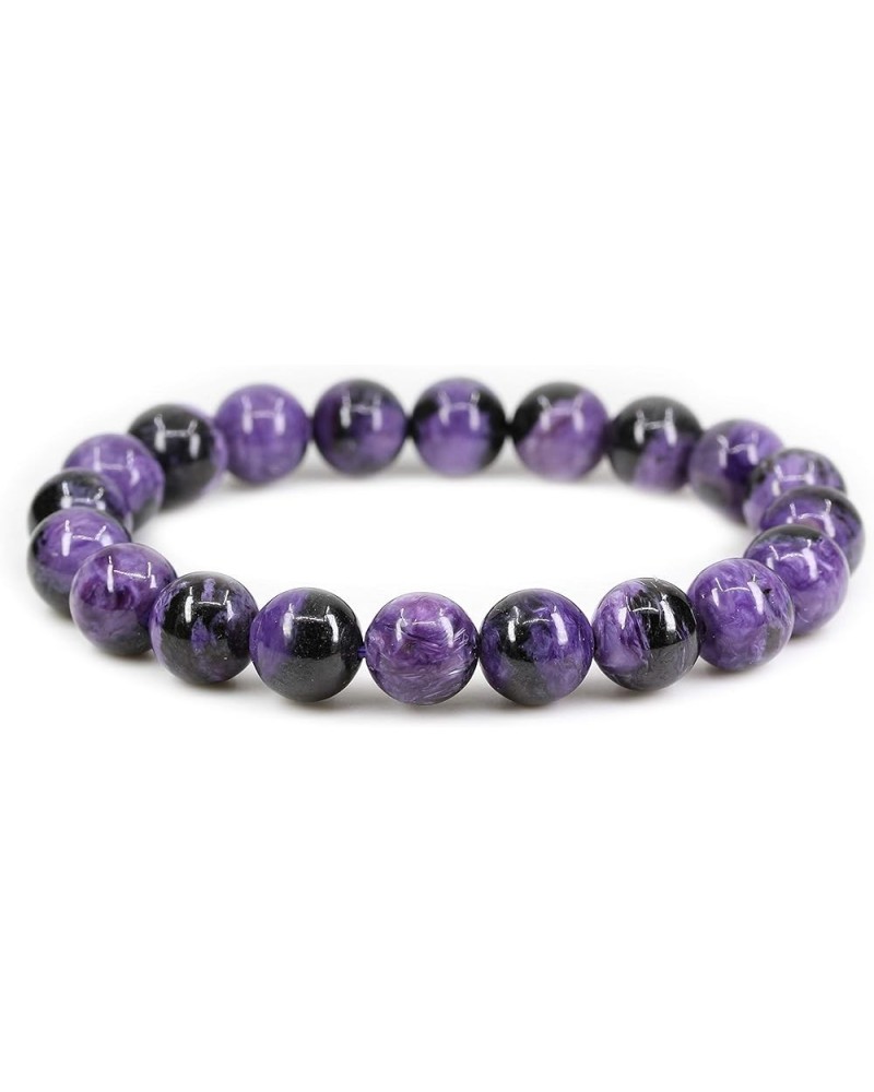 Gem Semi Precious Gemstones 10mm Round Beads Stone Crystal Stretch Bracelets Unisex Purple Russian Charoite Crystal $16.79 Br...