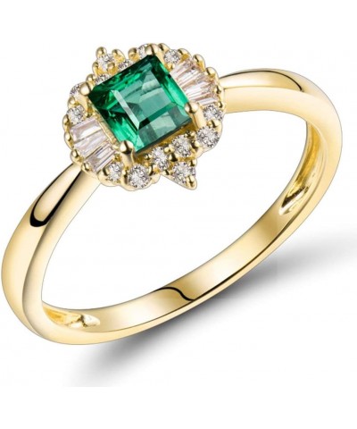 14K Yellow Gold Natural Emerald Diamonds Ring for Women Promise Engagement Wedding Anniversary Promotion emerald 5 $218.50 Rings