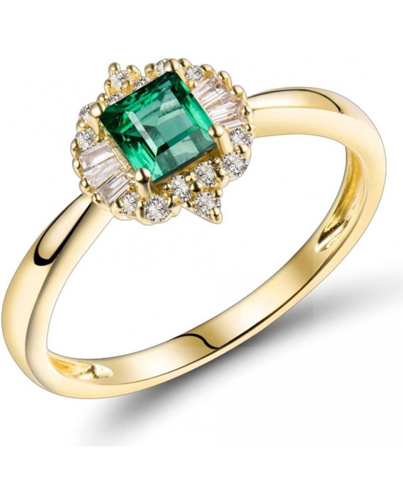 14K Yellow Gold Natural Emerald Diamonds Ring for Women Promise Engagement Wedding Anniversary Promotion emerald 5 $218.50 Rings