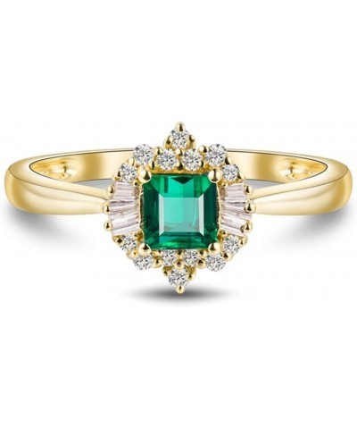 14K Yellow Gold Natural Emerald Diamonds Ring for Women Promise Engagement Wedding Anniversary Promotion emerald 5 $218.50 Rings