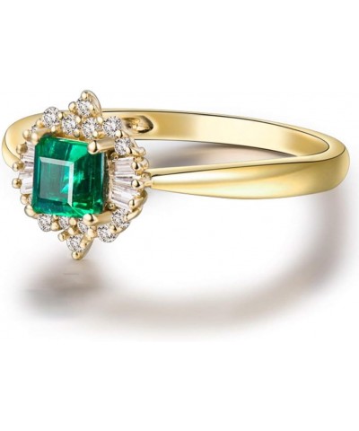 14K Yellow Gold Natural Emerald Diamonds Ring for Women Promise Engagement Wedding Anniversary Promotion emerald 5 $218.50 Rings