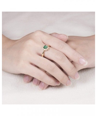 14K Yellow Gold Natural Emerald Diamonds Ring for Women Promise Engagement Wedding Anniversary Promotion emerald 5 $218.50 Rings