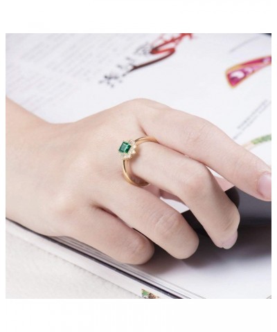 14K Yellow Gold Natural Emerald Diamonds Ring for Women Promise Engagement Wedding Anniversary Promotion emerald 5 $218.50 Rings