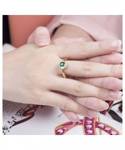 14K Yellow Gold Natural Emerald Diamonds Ring for Women Promise Engagement Wedding Anniversary Promotion emerald 5 $218.50 Rings