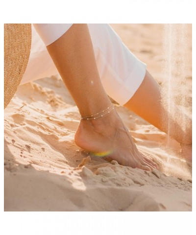 Layered Ankle Bracelets for Women Girls Dainty 18k Gold Plated Anklet Minimalist Summer Beach Heart Ankle Bracelet beaded Pea...