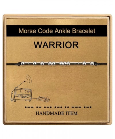 Morse Code Anklet for Women,Handmade Rope Stainless Steel Beads Ankle Bracelets for women Friend Mom Sister Daughter Girls WA...